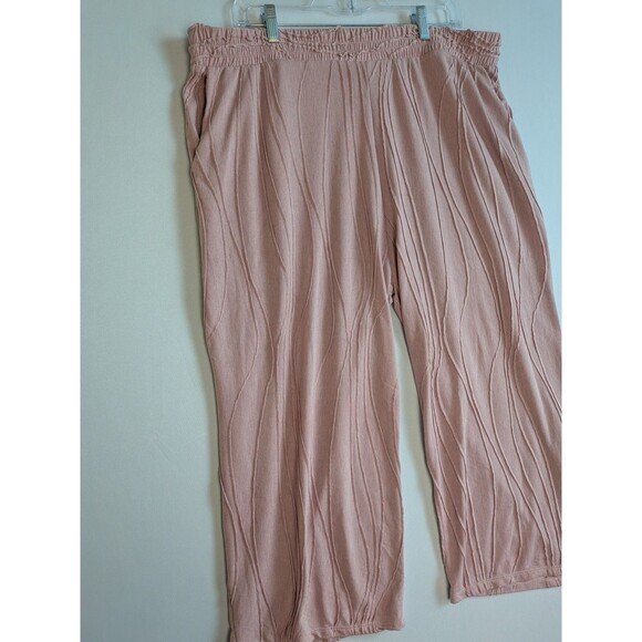 Coco + Carmen Womens Lounge Pants XXL Wide Leg Cropped Pink Hippie Vibe Elastic - Picture 4 of 14